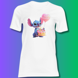 Polera Cumpleaños Stitch globo