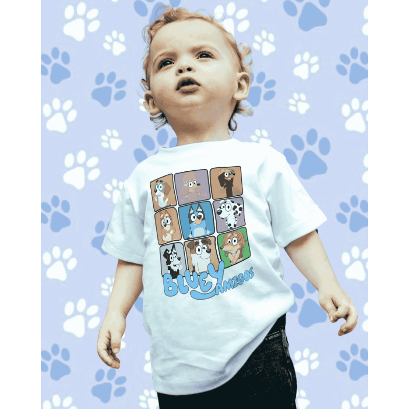 Polera Bluey y Amigos – Estilo Único para los Peques Fans de la Serie INKFUSION