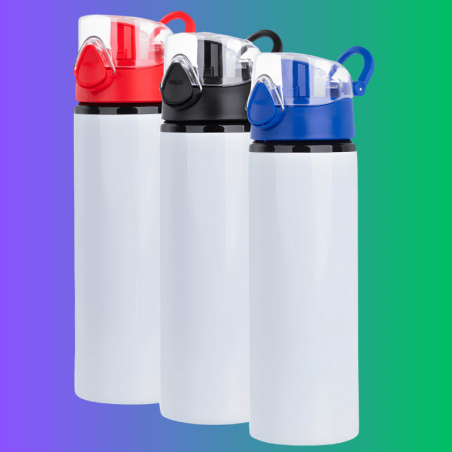 Botella de Aluminio 750 ml  con Tapa Click con Seguro| Tapa Click Antiderrame y Diseño Compacto